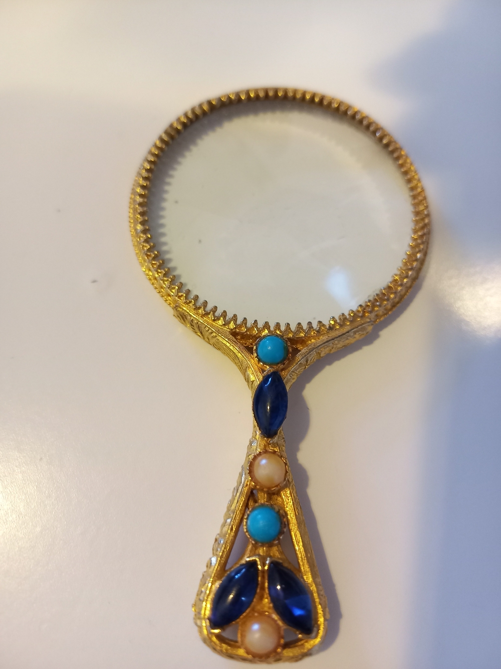 Vintage Signed Florenza Jeweled Hand-Held Magnifying Glass - Picture 2 of 12